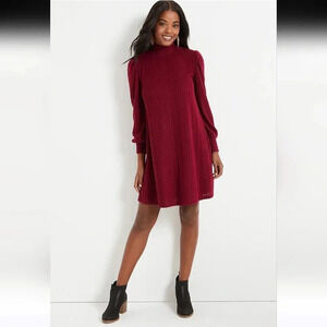 Maurices Red Ribbed Hacci Mini Dress Women's Size Medium Soft Stretch Knit Comfy
